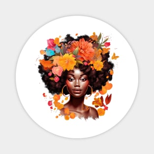 Floral Black Girl #4 Magnet